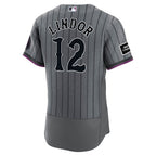 Francisco Lindor New York Mets Nike City Connect Authentic Sponsor Patch Jersey - Gray