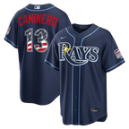 Junior Caminero Tampa Bay Rays Nike USA 250 Fourth of July Road Stadium Jersey - Navy