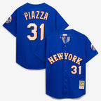 Mike Piazza New York Mets Mitchell & Ness Cooperstown Collection Mesh Batting Practice Button-Up Jersey - Orange