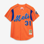 Mike Piazza New York Mets Mitchell & Ness Cooperstown Collection Mesh Batting Practice Button-Up Jersey - Orange