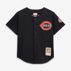 Ken Griffey Jr. Cincinnati Reds Mitchell & Ness Cooperstown Collection Mesh Batting Practice Button-Up Jersey - Black