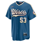 Brandon Woodruff Milwaukee Brewers Nike 2026 City Connect Stadium Jersey - Mineral Blue