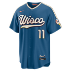 Jackson Chourio Milwaukee Brewers Nike 2026 City Connect Stadium Jersey - Mineral Blue