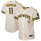 Jackson Chourio Milwaukee Brewers Nike Youth Home Stadium Jersey - Cream
