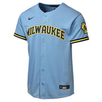 Milwaukee Brewers Nike Youth Road Stadium Jersey - Powder Blue