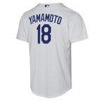 Yoshinobu Yamamoto Los Angeles Dodgers Nike Youth Home Baseline Jersey - White