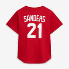 Deion Sanders Cincinnati Reds Mitchell & Ness Cooperstown Mesh Batting Practice Button-Up Jersey - Red