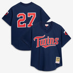 David Ortiz Minnesota Twins Mitchell & Ness 2002 Cooperstown Collection Mesh Batting Practice Jersey - Navy