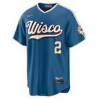 Brice Turang Milwaukee Brewers Nike 2026 City Connect Stadium Jersey - Mineral Blue