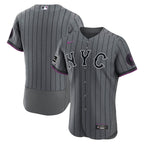 New York Mets Nike City Connect Authentic Sponsor Patch Jersey - Gray