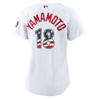 Yoshinobu Yamamoto Los Angeles Dodgers Nike Women's USA 250 Fourth of July Home Stadium Jersey - White