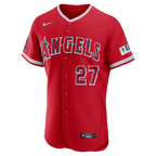 Mike Trout Los Angeles Angels Nike Alternate Authentic Sponsor Patch Jersey - Red
