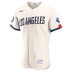 Los Angeles Dodgers Nike City Connect Authentic Sponsor Patch Jersey - Cream