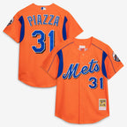 Mike Piazza New York Mets Mitchell & Ness Cooperstown Collection Mesh Batting Practice Button-Up Jersey - Royal