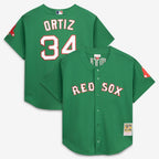 David Ortiz Boston Red Sox Mitchell & Ness Cooperstown Collection Mesh Batting Practice Button-Up Jersey - Red