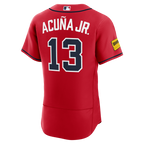 Ronald Acuña Jr. Atlanta Braves Nike Alternate Authentic Sponsor Patch Jersey - Red