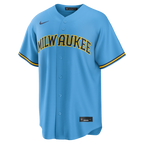 Jackson Chourio Milwaukee Brewers Nike Road Replica Jersey - Light Blue