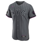 New York Mets Nike City Connect Authentic Sponsor Patch Jersey - Gray