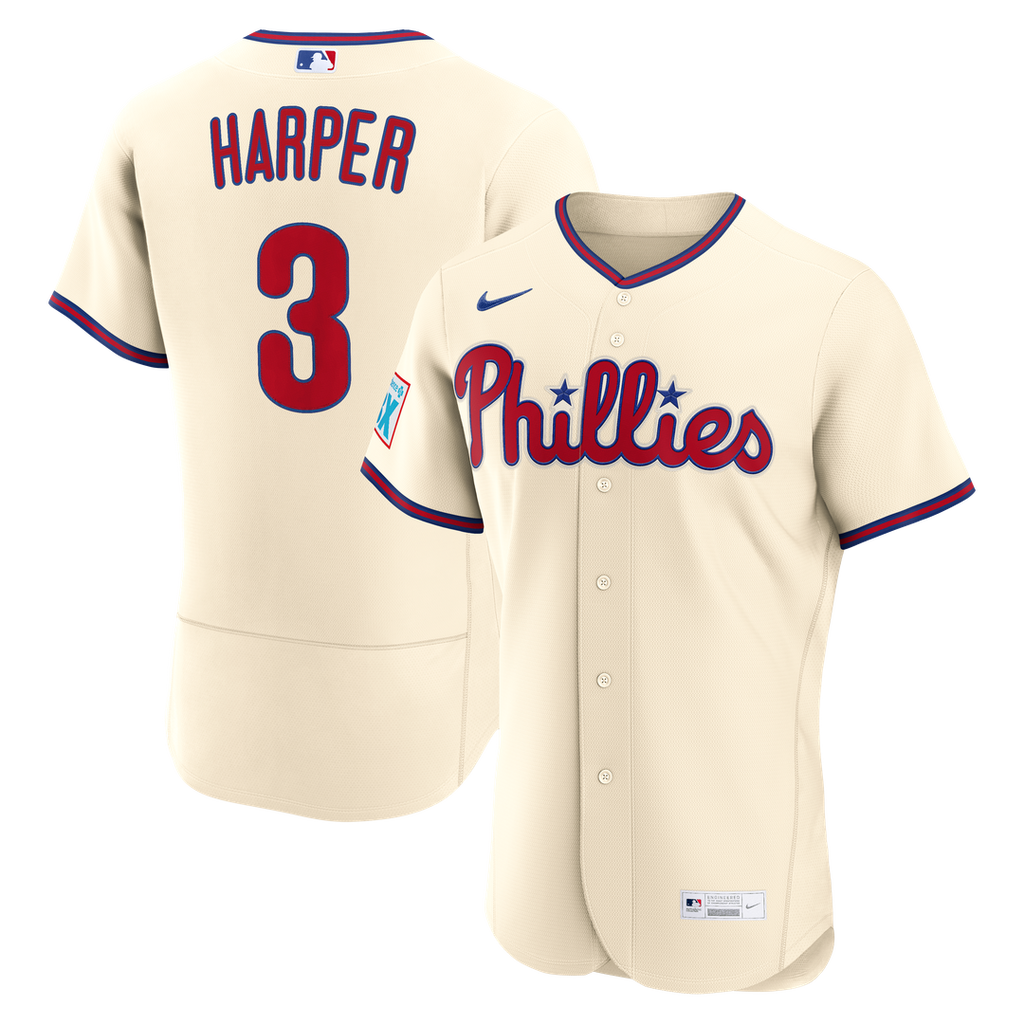 Bryce Harper Philadelphia Phillies Nike Home Authentic Sponsor Patch Jersey - White