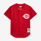 Deion Sanders Cincinnati Reds Mitchell & Ness Cooperstown Mesh Batting Practice Button-Up Jersey - Red