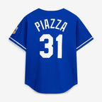 Mike Piazza Los Angeles Dodgers Mitchell & Ness Cooperstown Collection Mesh Batting Practice Button-Up Jersey - Royal