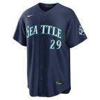 Cal Raleigh Seattle Mariners Nike  Road Stadium 50th Season Patch Jersey - Navy